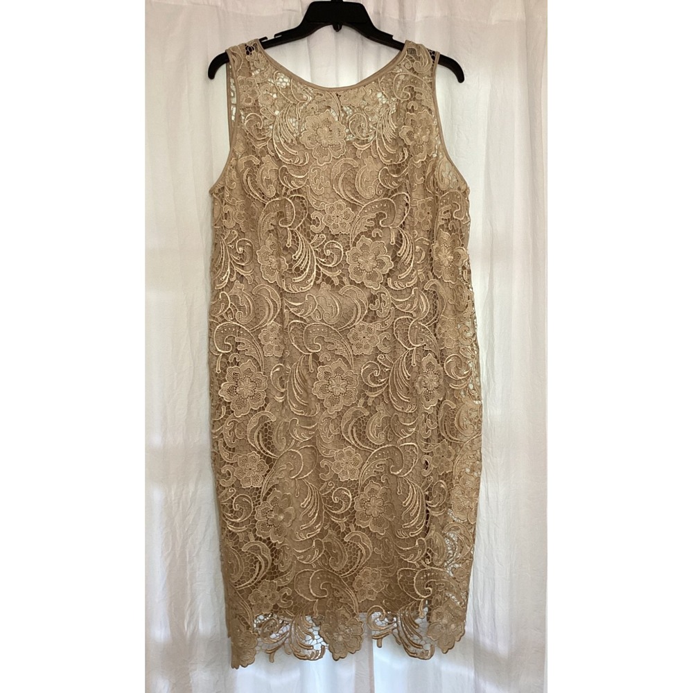 Adrianna Papell Ivory Lace Sheath Dress Wedding Cocktail Size 20W